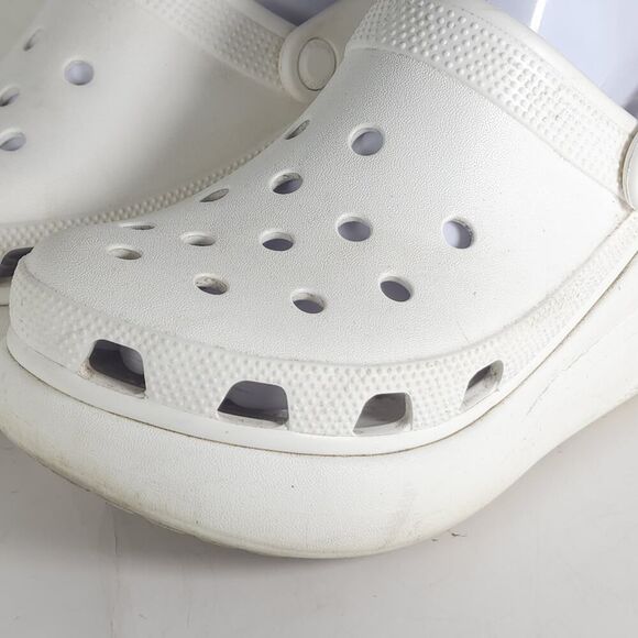 Crocs Women's Mega Crush US7 Triple White Platform Wedge Classic Clogs Sandals - Picture 13 of 16